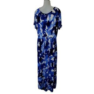 MISFAY Women’s Maxi Dress XXL Ink Blue Short Sleeve Casual Long Dress with Pocke
